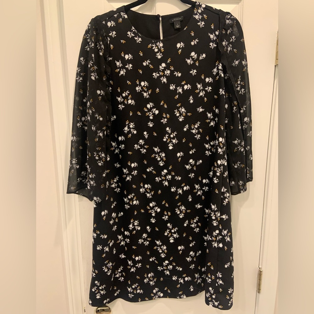 Ann Taylor I Floral Black Spring Dress | Size 4